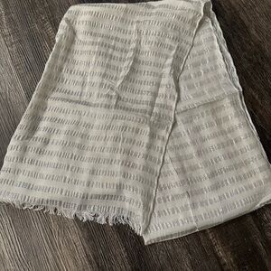 Silver and White Striped Scarf
